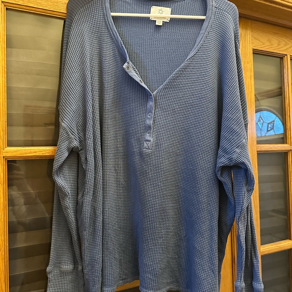 Offline by Aerie Blue Henley Waffle XL